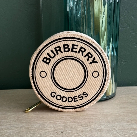 Burberry Goddess Beige Round Canvas Pouch NIB - Picture 1 of 3